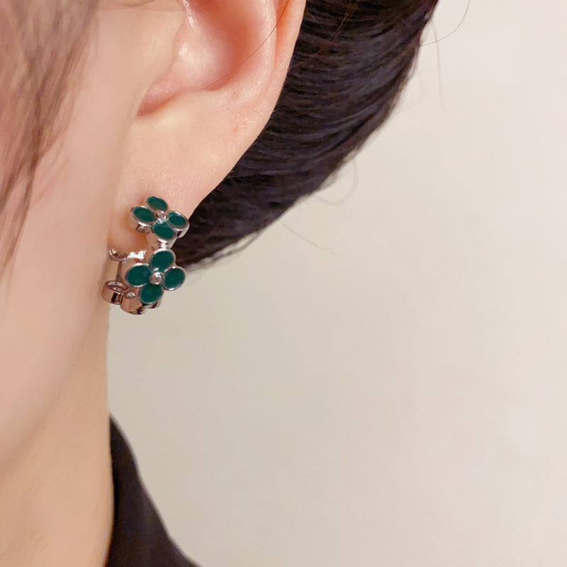 Luxury Double-Sided Zircon Four-Leaf Clover Ear Cuff – Elegant Design