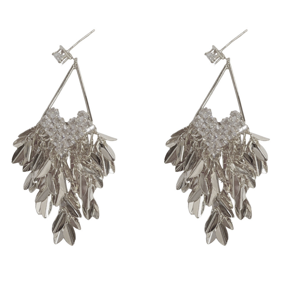 Eaioncol Wheat CZ Tassel Drop Earrings 14K Gold & Silver Plated
