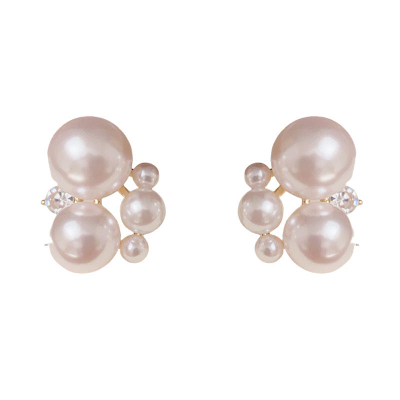 14K Gold Luxury Pearl & Geometric Earrings – Elegant Design