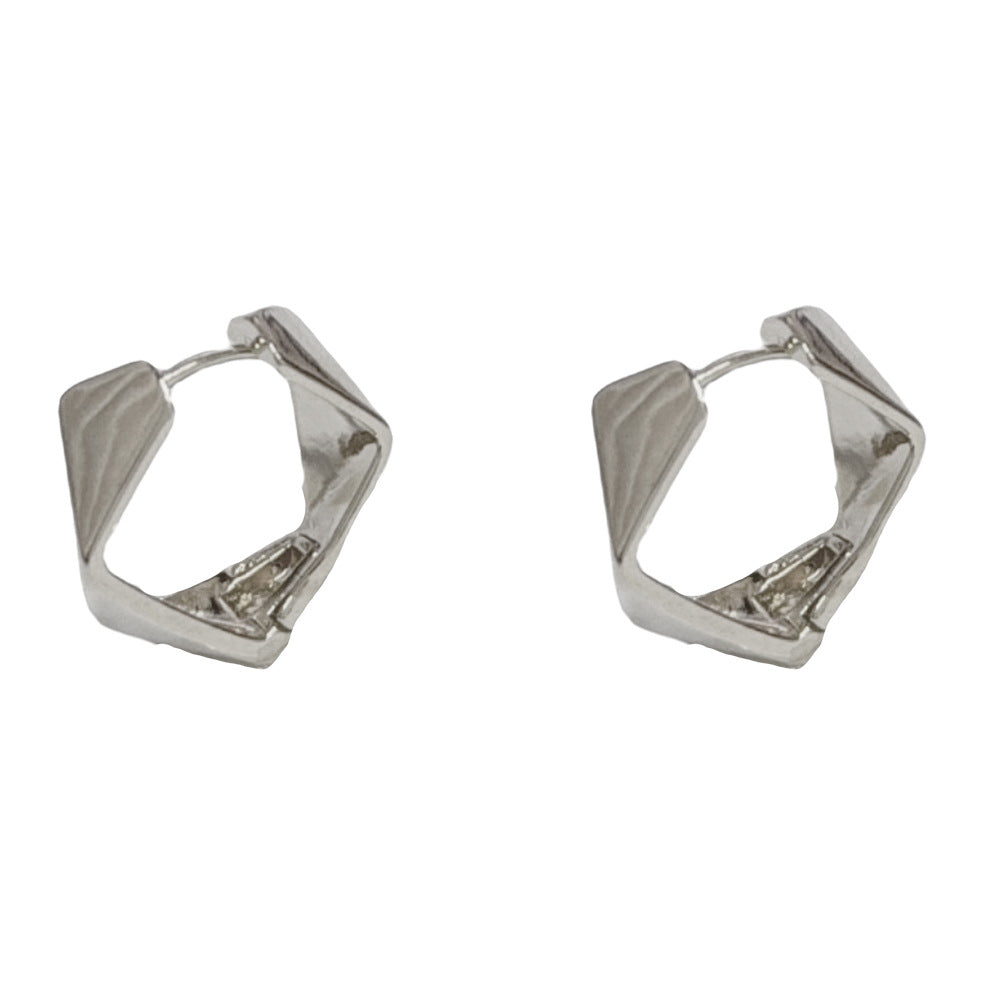 Eaioncol Faceted Diamond Hoop Earrings Gold Silver