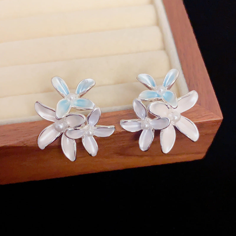 Eaioncol Hand-Painted Petal Stud Earrings Gold