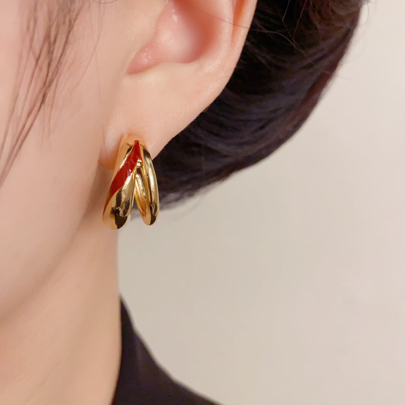 Elegant Double-Layer Geometric Hoop Earrings – Minimalist Design