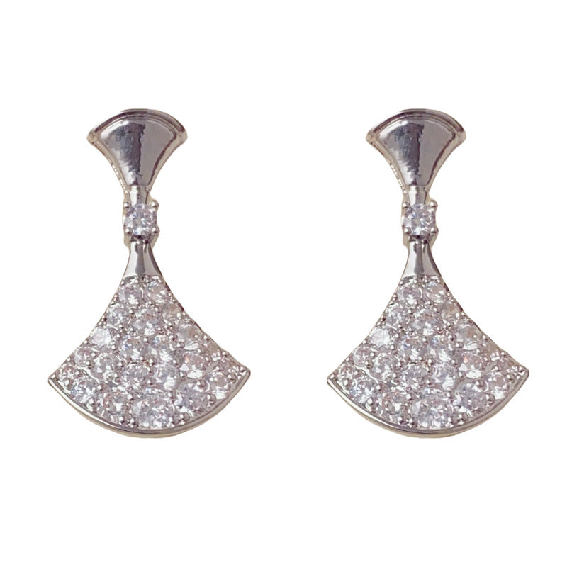 Elegant Fan-Shaped Little Skirt Drop Earrings – Geometric Design