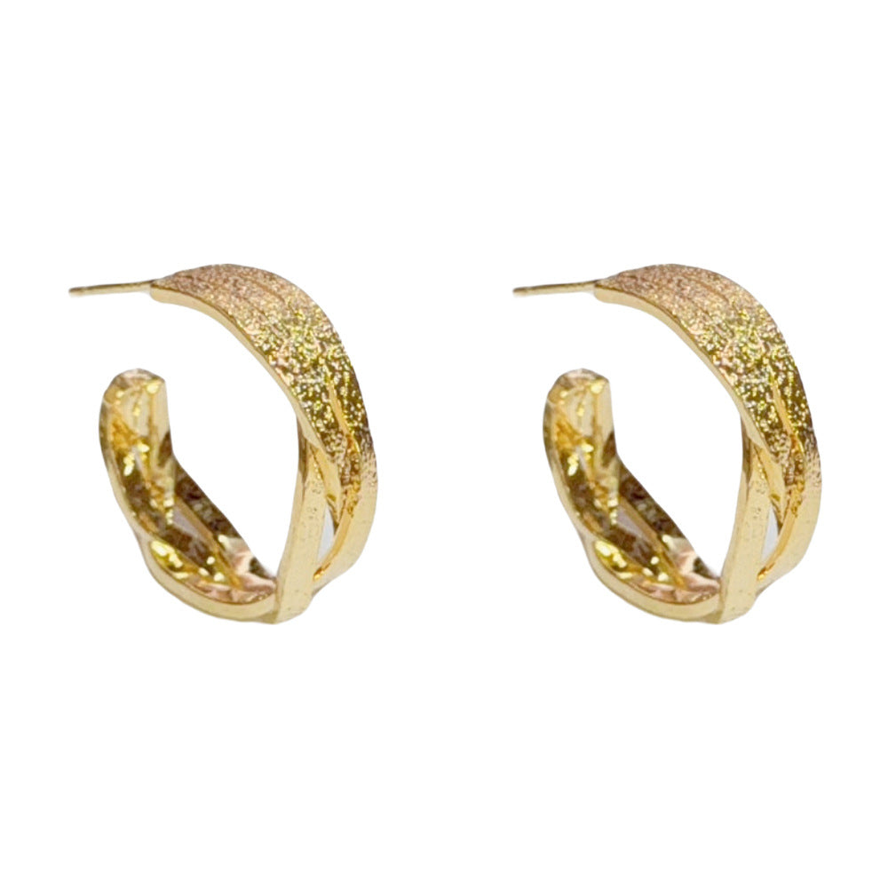 Eaioncol Interlocking C Hoop Earrings Gold Silver
