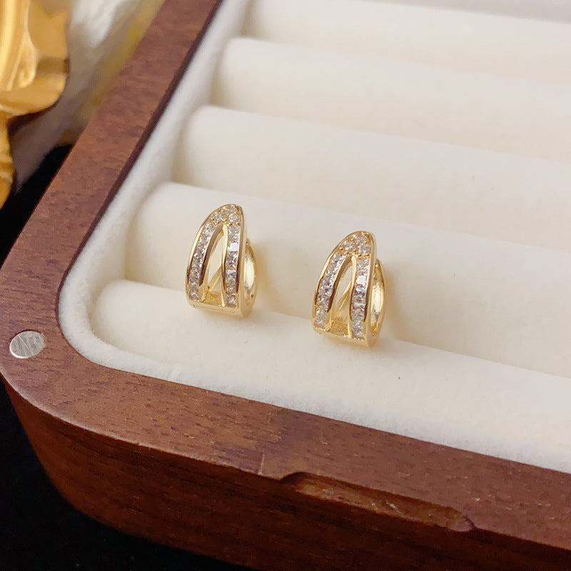 Luxury Double-Layer Zircon Ear Cuff Earrings – Geometric Design