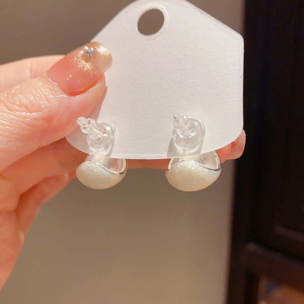 Eaioncol White Teardrop Stud Earrings Gold