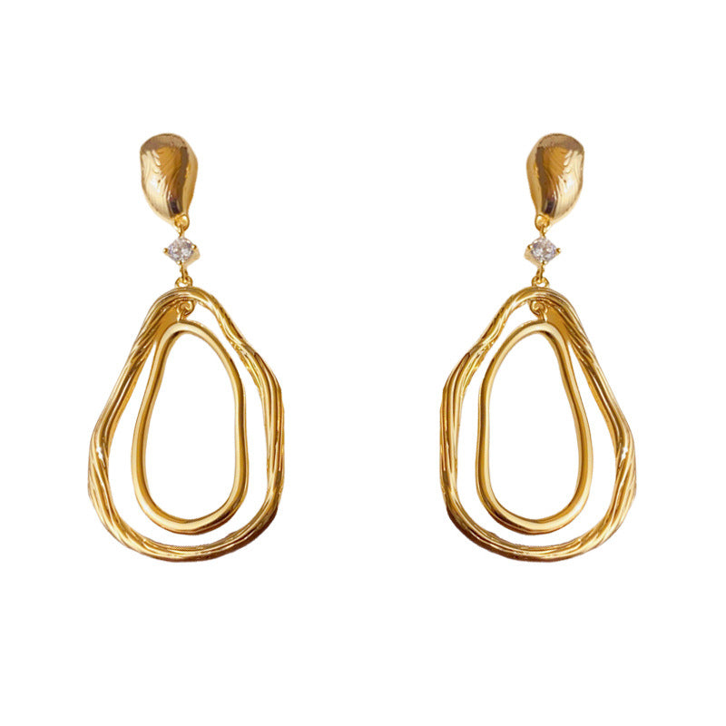 Luxury Irregular Geometric Metal Drop Earrings – Elegant Design