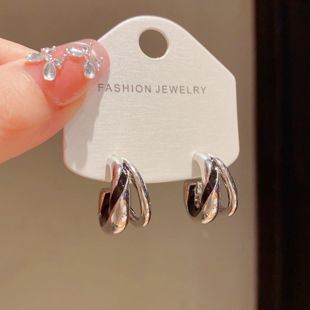 Eaioncol Double Layer Hoop Earrings Gold Silver