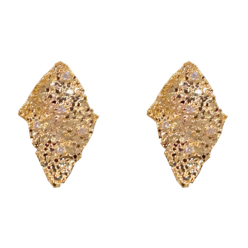Eaioncol Geometric Irregular Rhombus Stud Earrings Gold