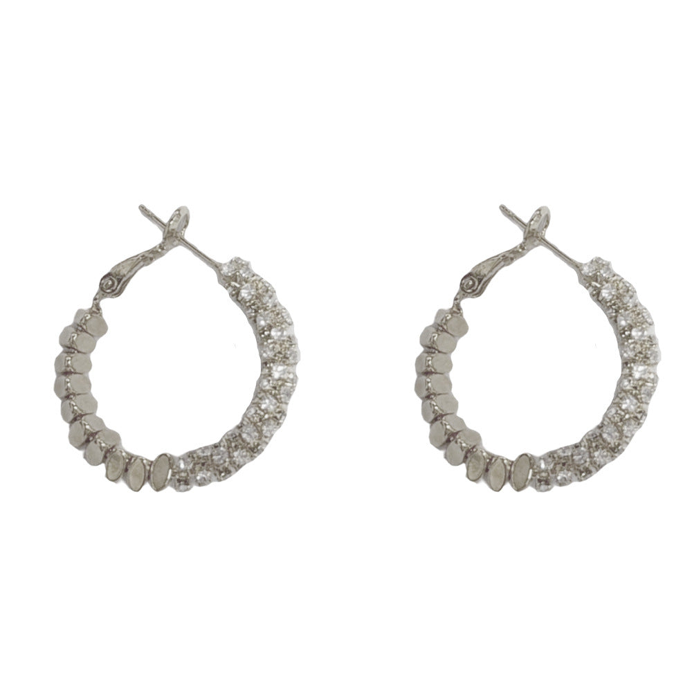 Eaioncol Crushed Metal CZ Hoop Earrings Gold Silver