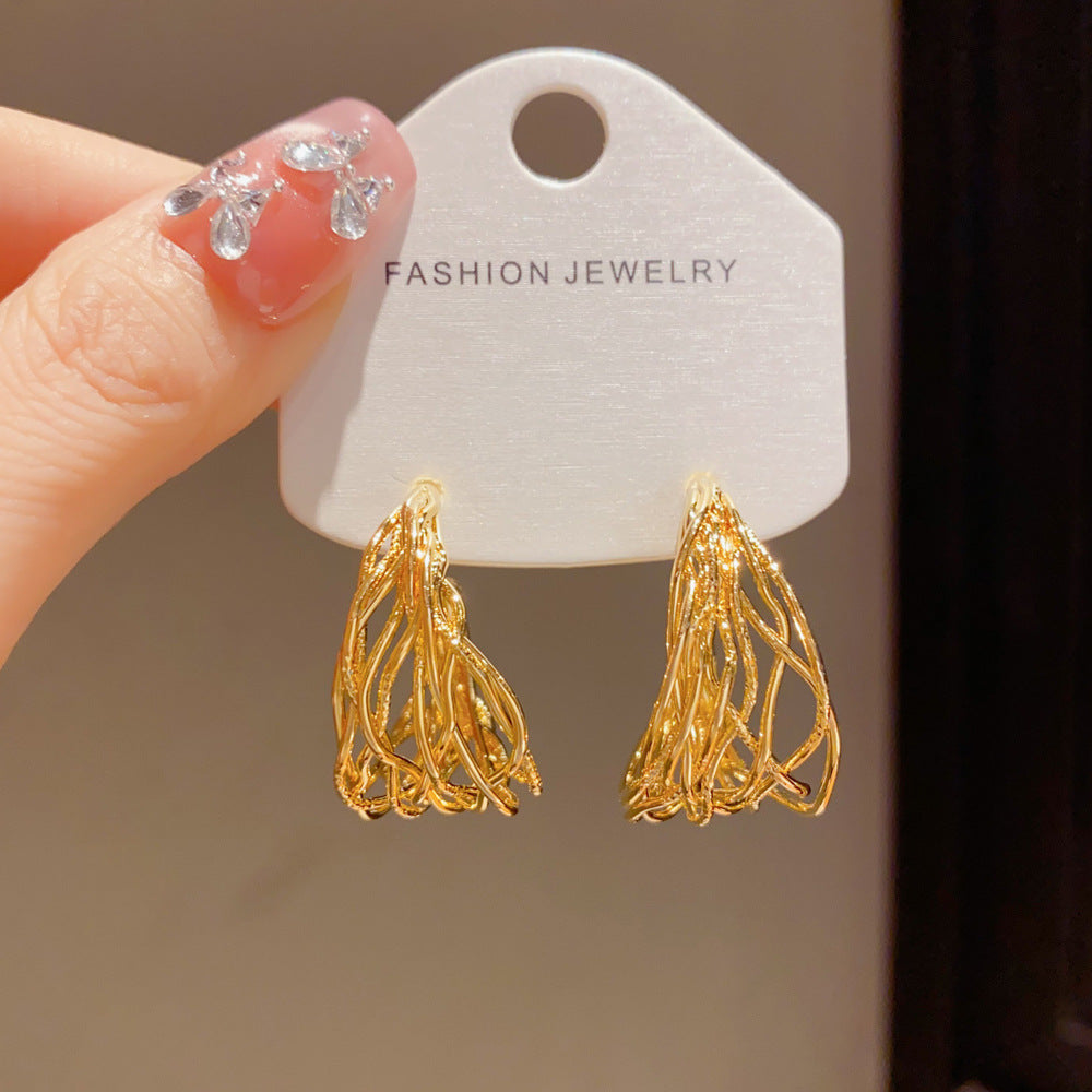 Eaioncol Geometric Line Hoop Earrings Gold Silver