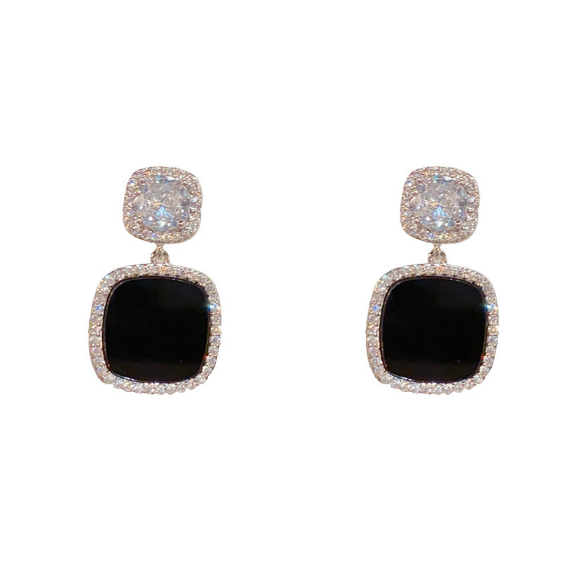 14K Gold-Plated Geometric Zircon Drop Earrings - Elegant Design