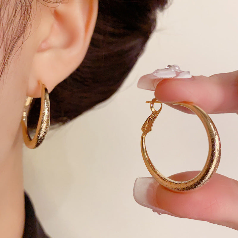 14K Gold-Plated Starry Matte Hoop Earrings - Elegant Sparkle Design