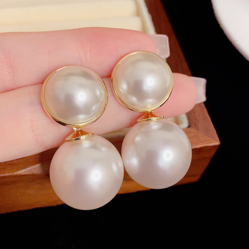 Eaioncol Geometric Large Pearl Drop Earrings Gold