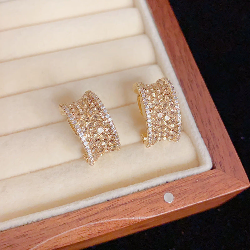 Eaioncol Full CZ Geometric Stud Earrings Gold Silver