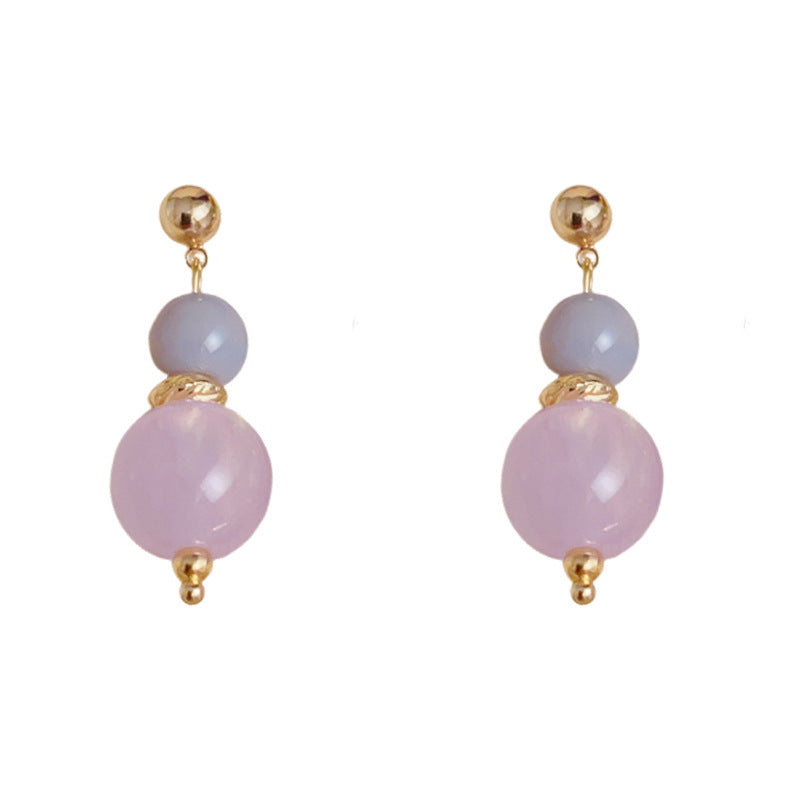 Luxury Colorblock Natural Stone & Resin Bead Earrings – Elegant Design