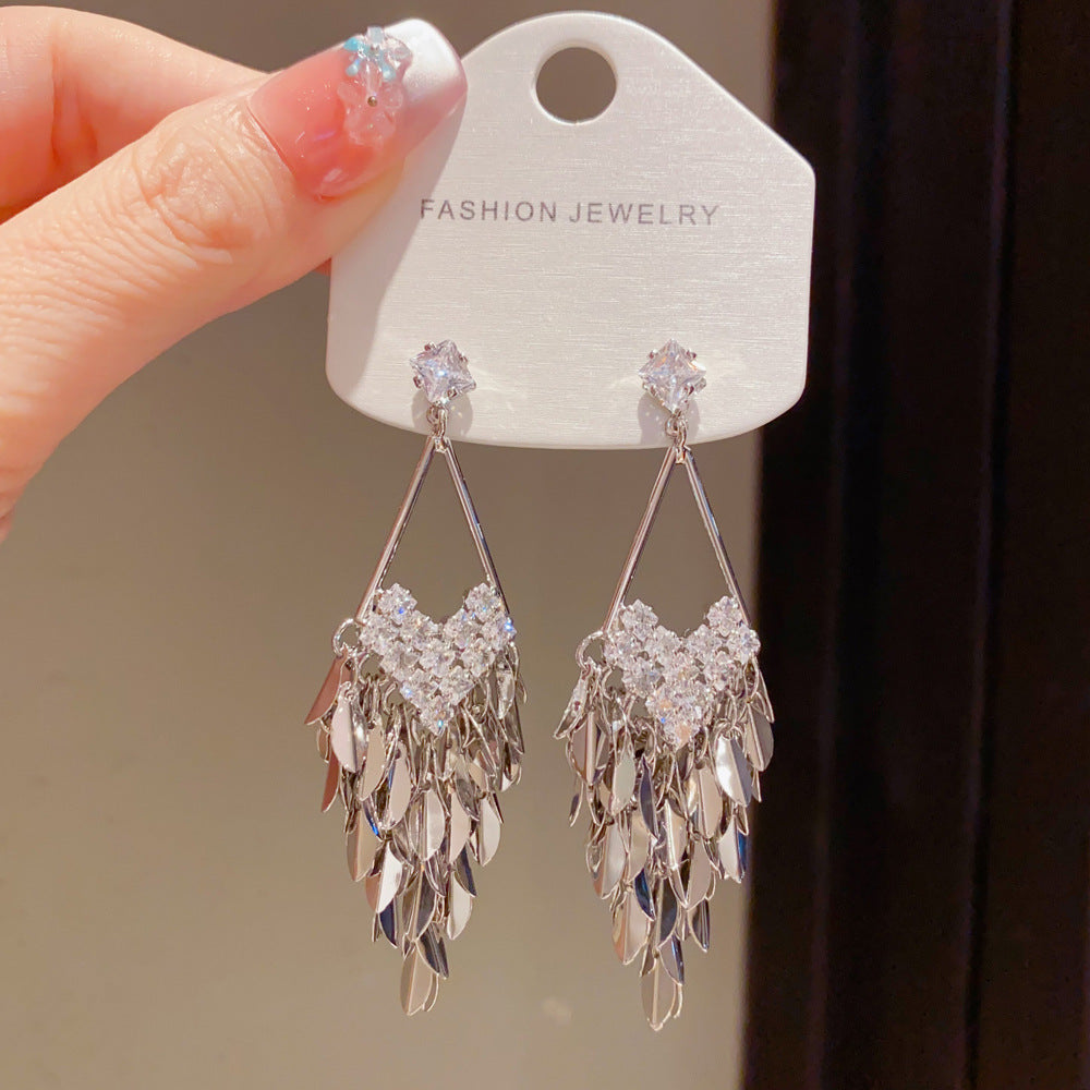 Eaioncol Wheat CZ Tassel Drop Earrings 14K Gold & Silver Plated