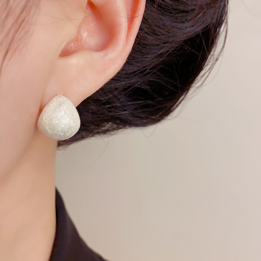 Eaioncol White Teardrop Stud Earrings Gold