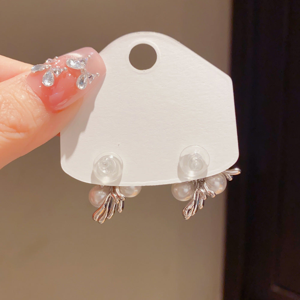 Eaioncol Irregular Pearl Stud Earrings Gold Silver