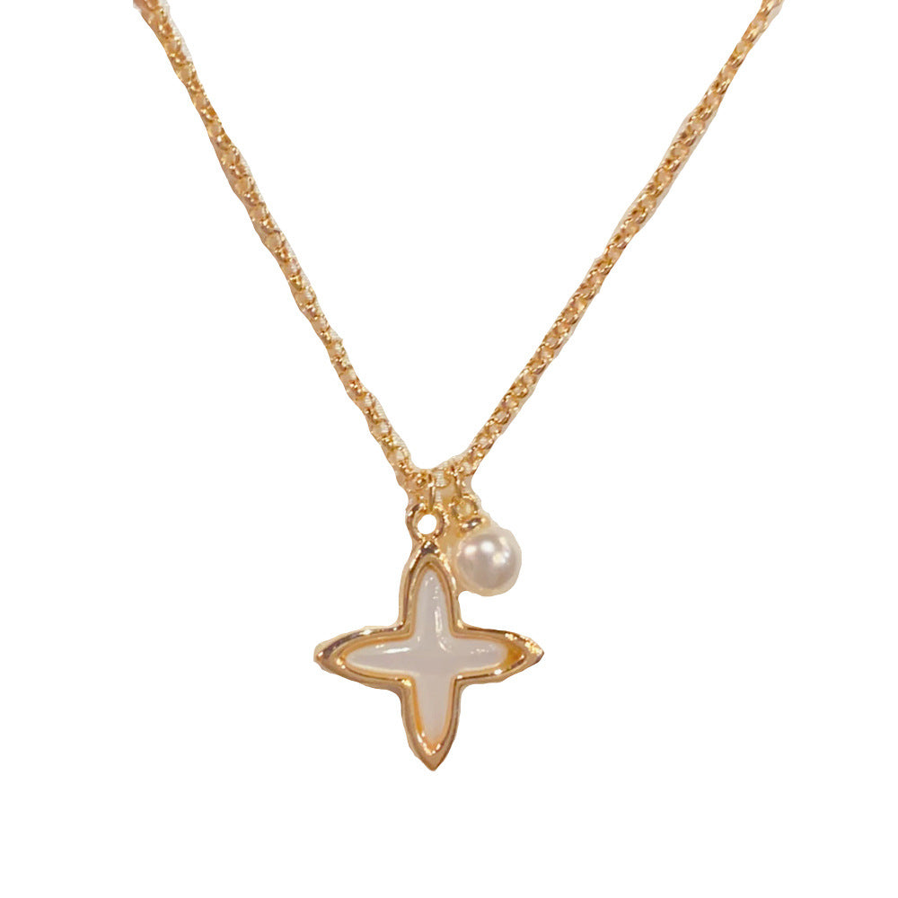 Eaioncol Mother of Pearl Clover Necklace 14K Gold & Silver Plated