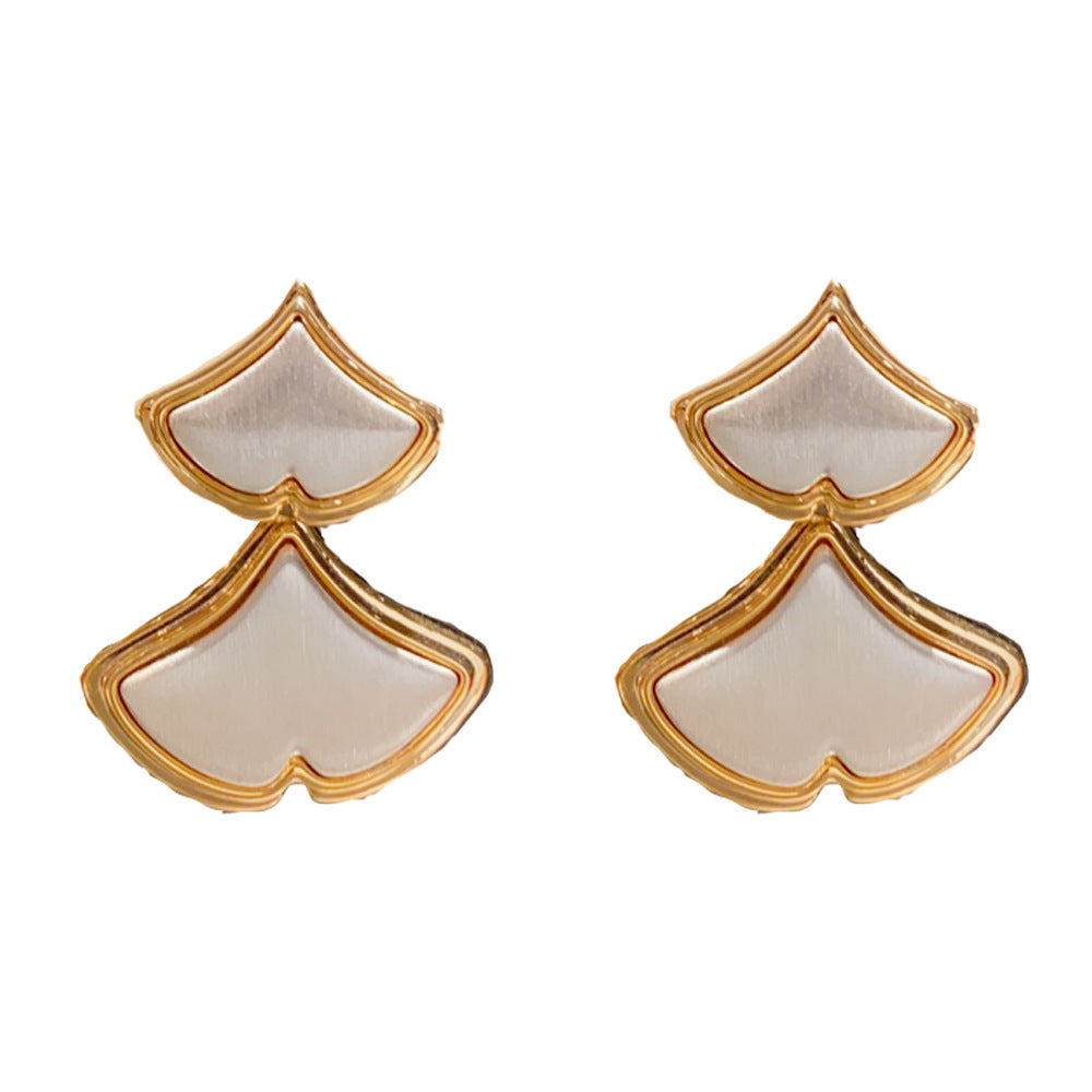 Eaioncol Two-Tone Ginkgo Leaf Earrings 14K Gold & Silver Plated