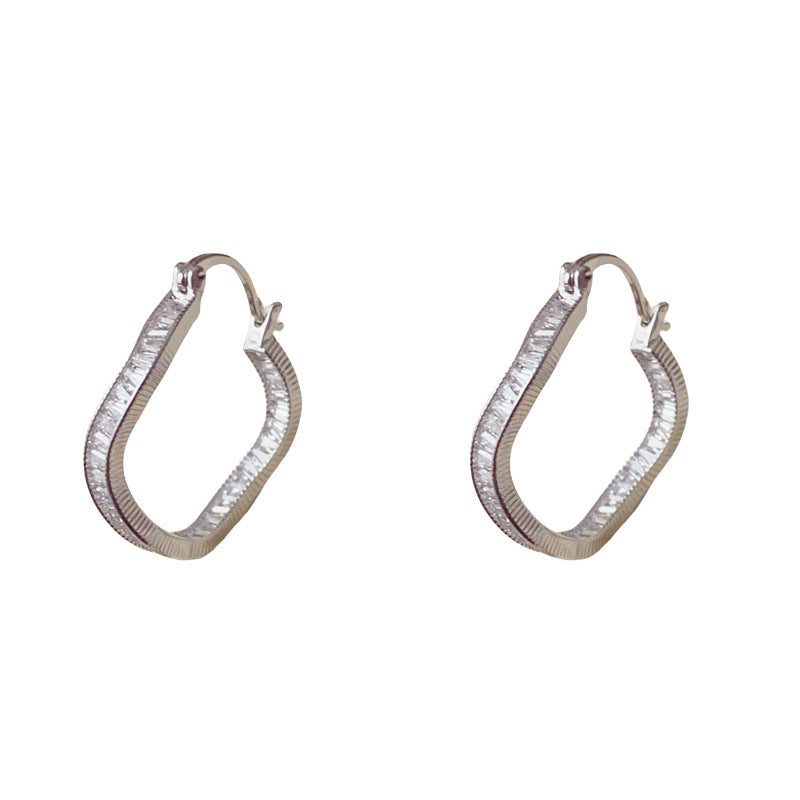 Luxury Zircon Irregular Geometric Hoop Earrings – Elegant Design