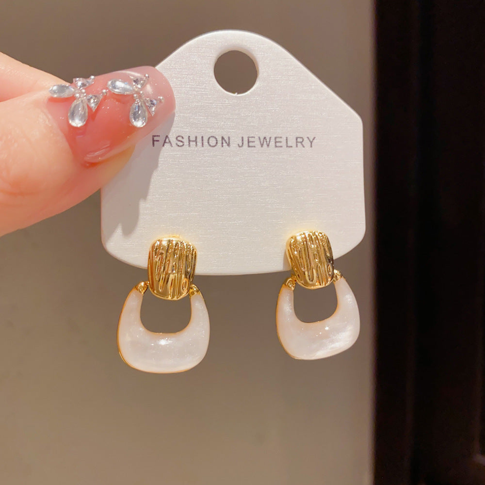 Eaioncol Geometric Resin Hoop Earrings 14K Gold Plated & Silver