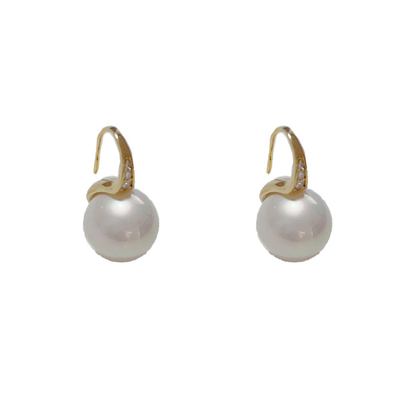 14K Gold-Plated Zircon High Heel Pearl Earrings - Chic & Retro Design