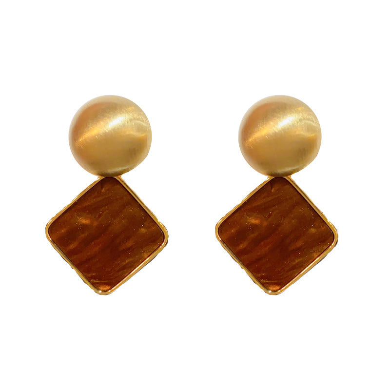 14K Gold-Plated Geometric Round and Square Earrings -Minimalist Design