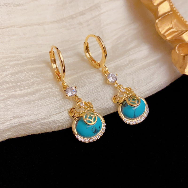 Elegant Zircon Money Bag Tassel Ear Cuff Earrings – Geometric Design