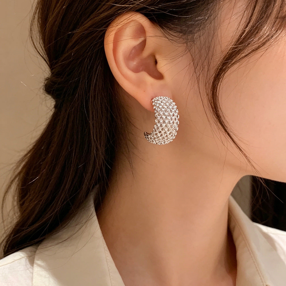 Eaioncol Textured C Hoop Earrings 16K Gold Plated & Silver Plated