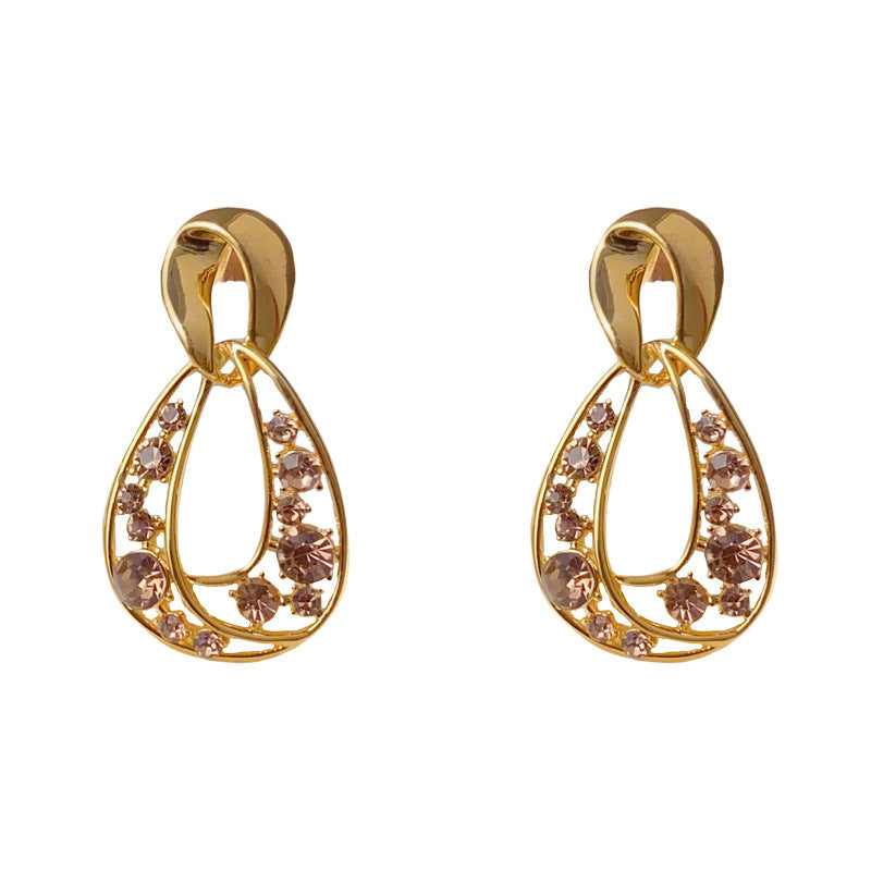 Luxury Zircon Hollow Geometric Drop Earrings – Elegant Design