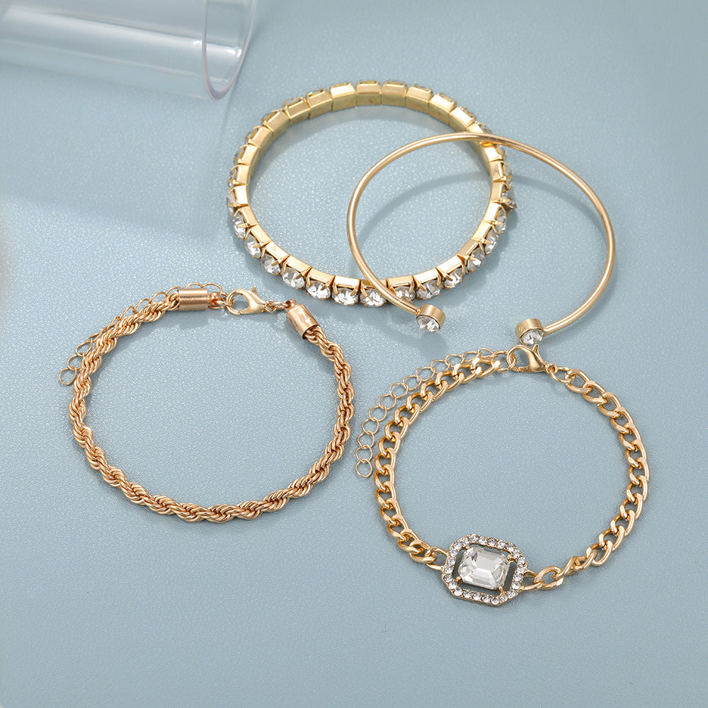 4 Pcs Crystal Bracelet Set Bohemian Design