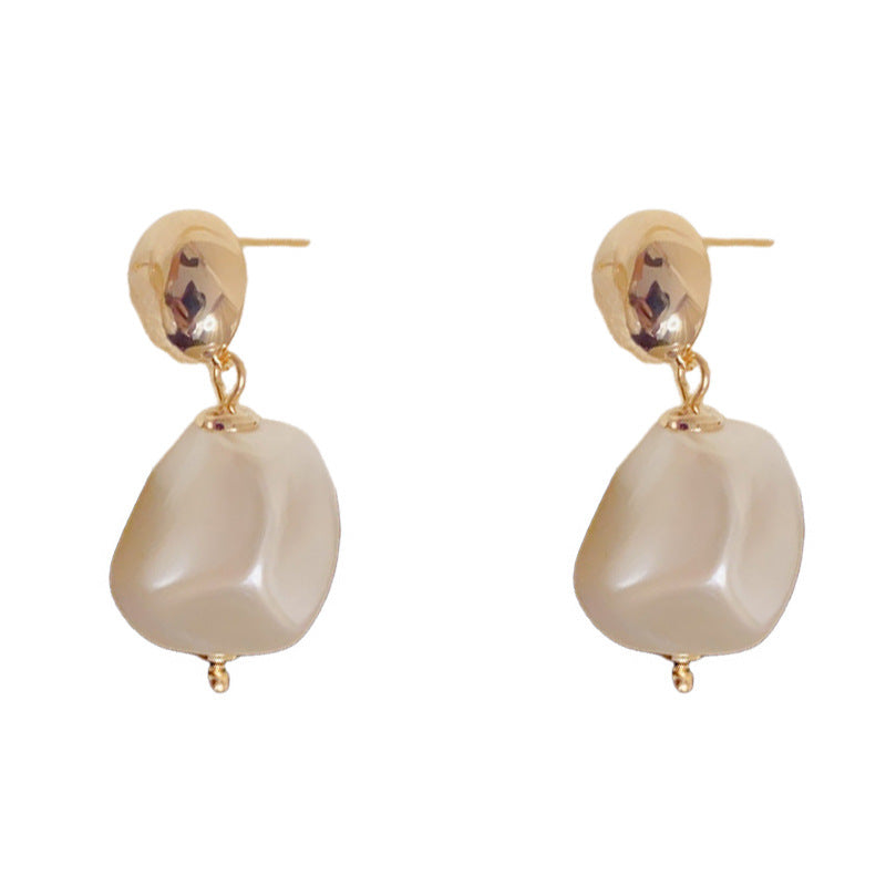 Elegant Irregular Pearl Geometric Drop Earring – Vintage Unique Design