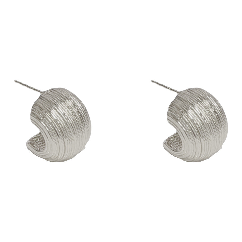 Eaioncol Textured C Hoop Earrings Gold Silver