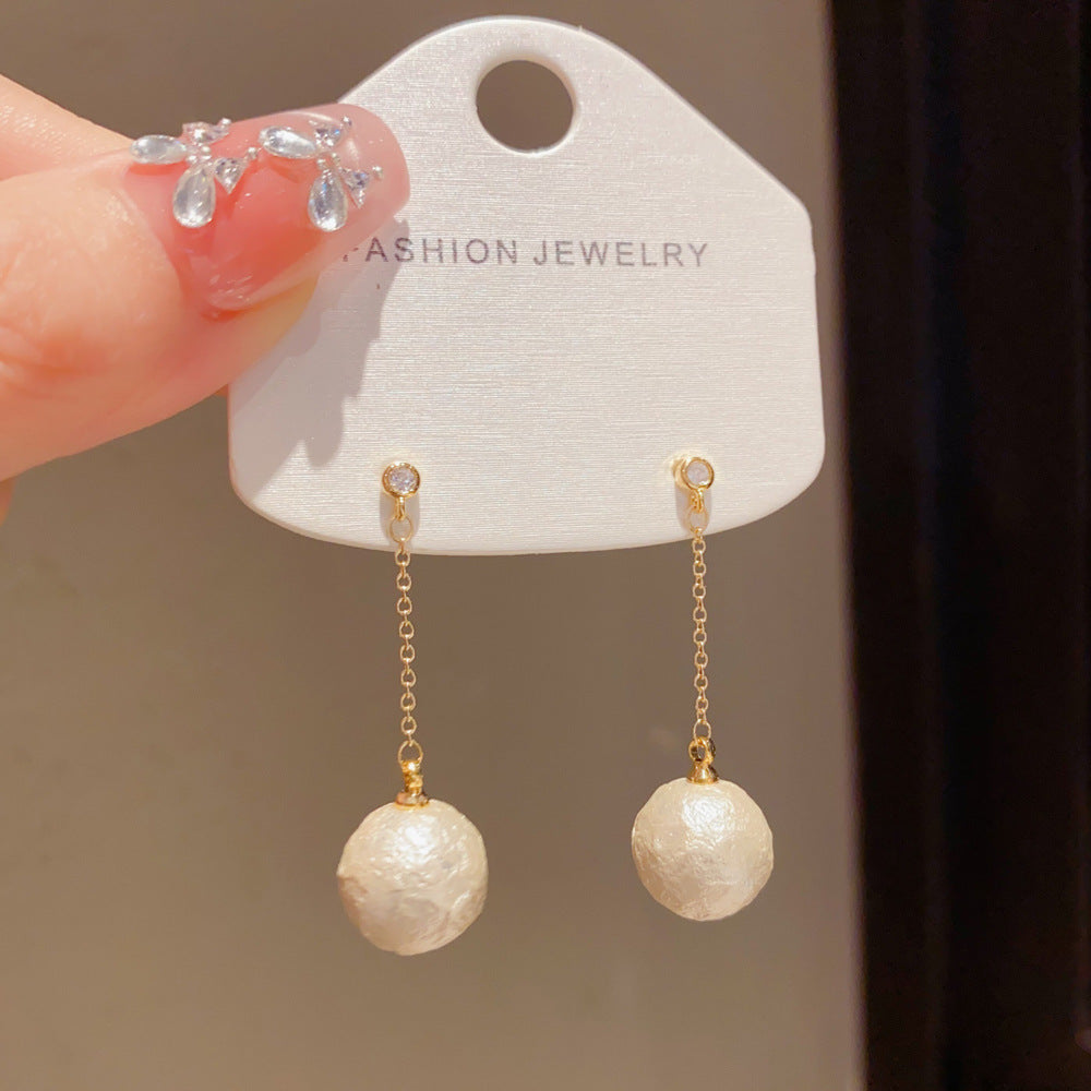 Eaioncol Cotton Pearl Tassel Earrings 14K Gold & Silver Plated