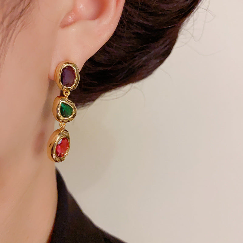 Elegant Irregular Colorful Tassel Earrings – Geometric Design