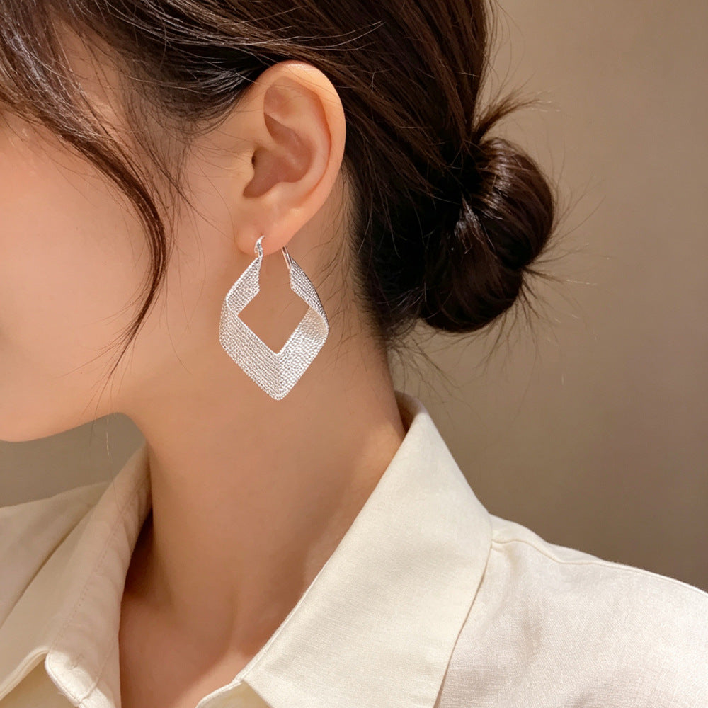 Eaioncol Diamond Metal Hoop Earrings Gold Silver