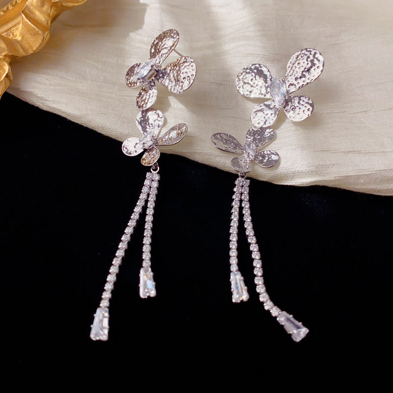 Luxury Zircon Butterfly Tassel Earrings – Elegant Design