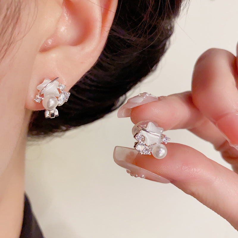 Luxury Zircon Pearl Star Non-Pierced Ear Clip Earrings– Elegant Design