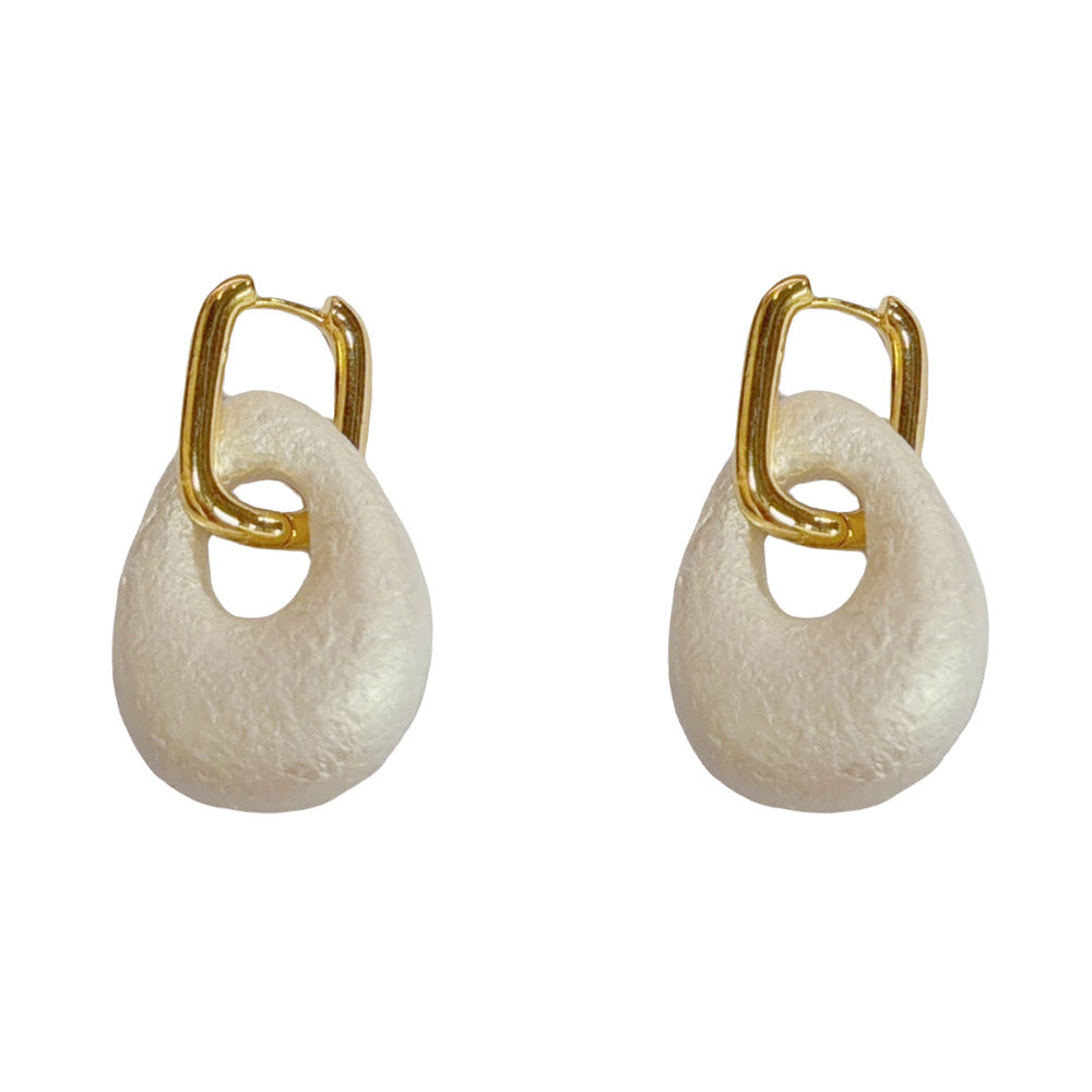 Eaioncol Teardrop Cotton Pearl Hoop Earrings Gold Silver