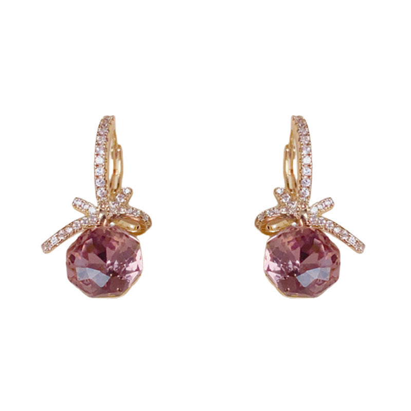 Luxury Zircon Bow & Square Diamond Ear Cuff Earrings – Elegant Design