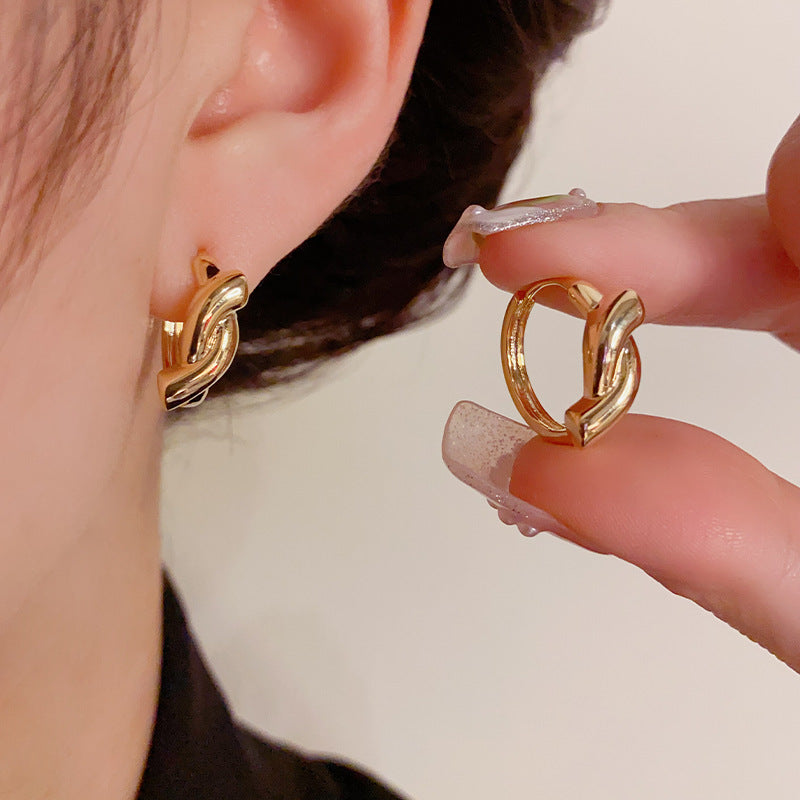 14K Gold-Plated Metal Knot Earrings - Modern Minimalist Design