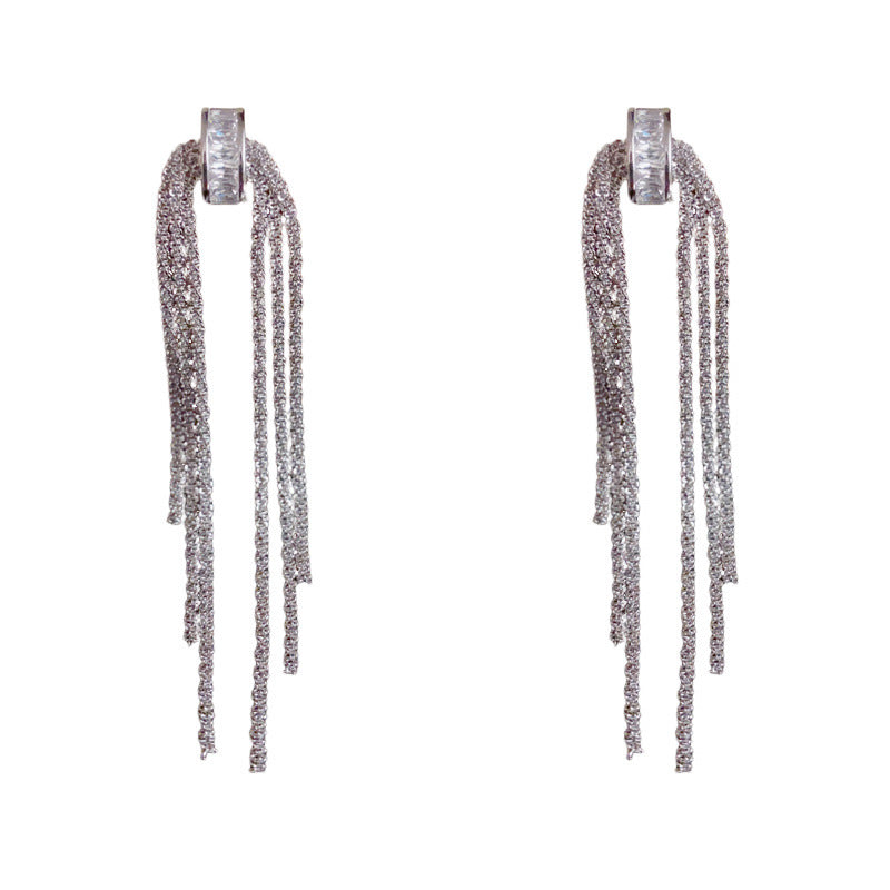 Luxury Metal Geometric Long Tassel Drop Earrings – Elegant Design