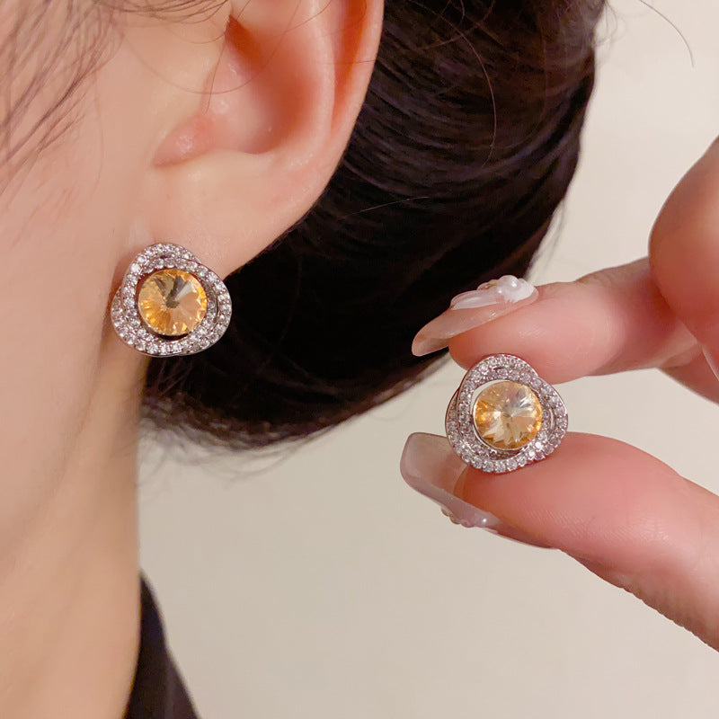 Luxury Full-Zircon Orbit Crystal Stud Earrings – Elegant Design