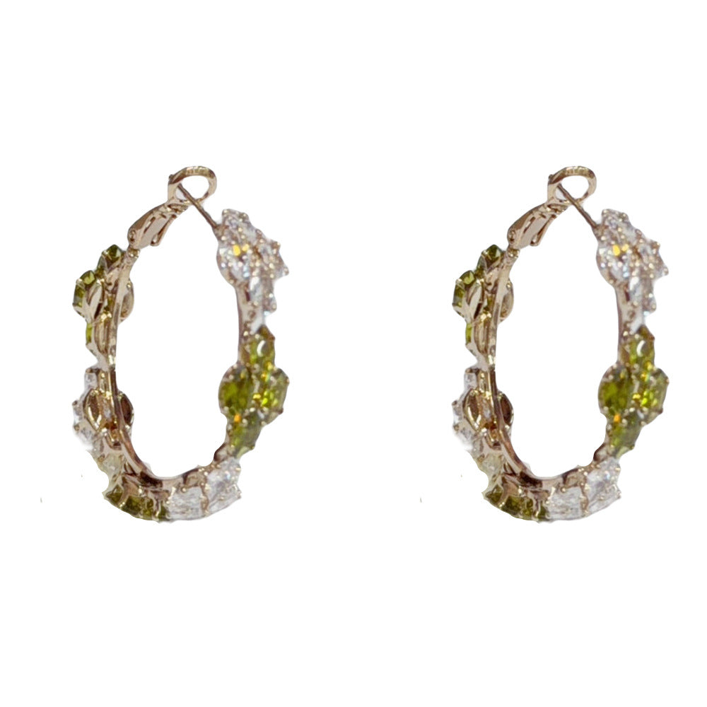 Eaioncol Light Coffee Gold Full CZ Circle Hoop Earrings