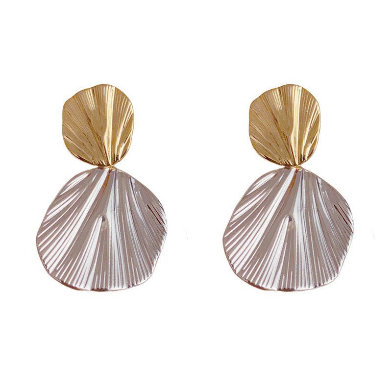 Eaioncol Two-Tone Geometric Drop Earrings 14K Gold Plated