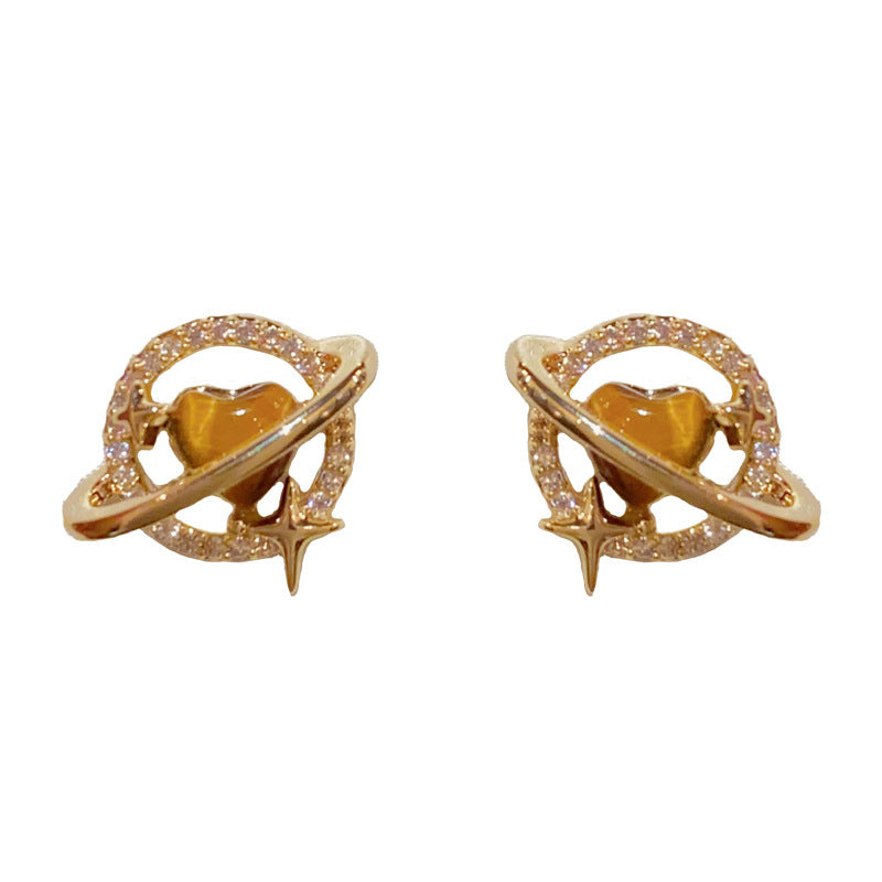 Elegant-tigers-eye-heart-planet-stud-earrings-minimalist-design