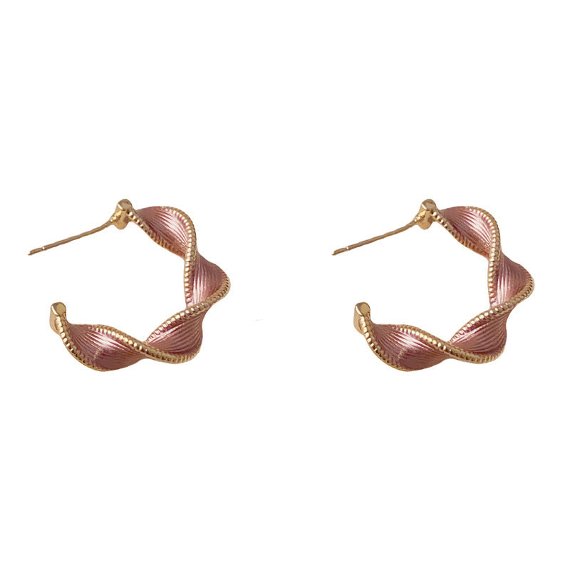 Luxury Twisted Rope Hoop Elegant Earrings – French Retro Design