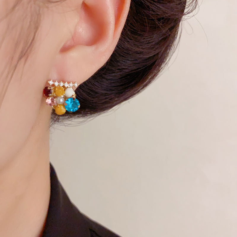 Luxury Handmade Beaded Stud Earrings – Geometric Design